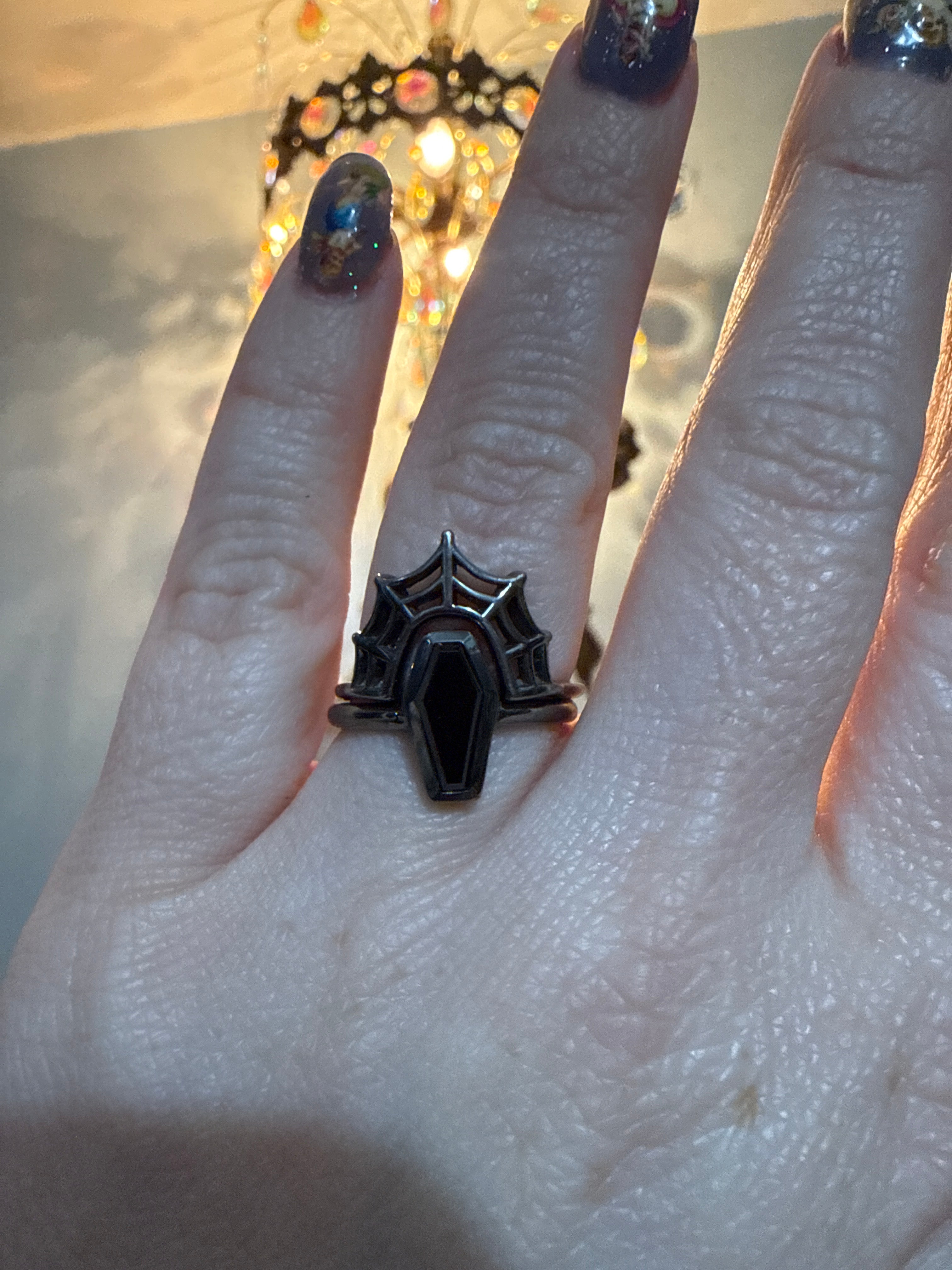 Leviticus spiderweb coffin ring set