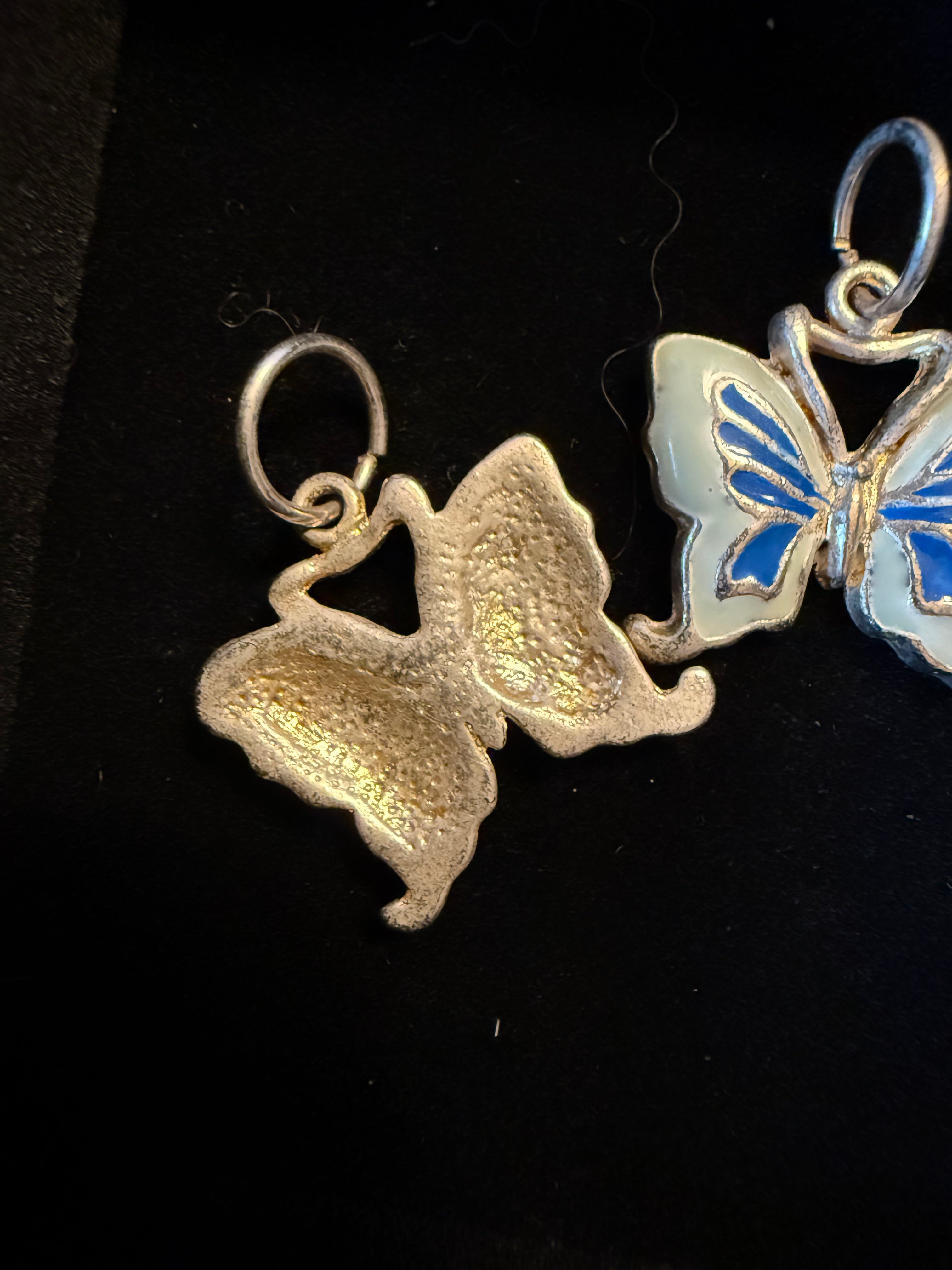 Vintage blue enamal butterfly